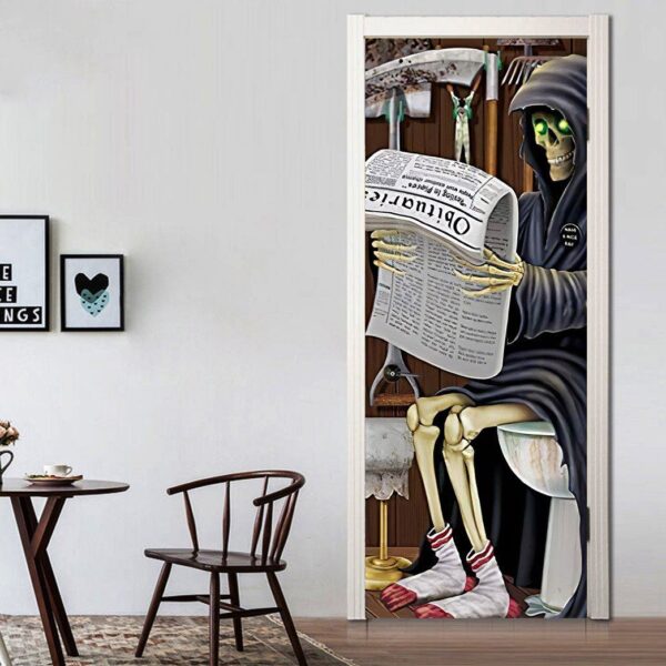 Gearhuman 3D WC Skeleton Halloween Custom Door Stickers GV23099 Door Stickers