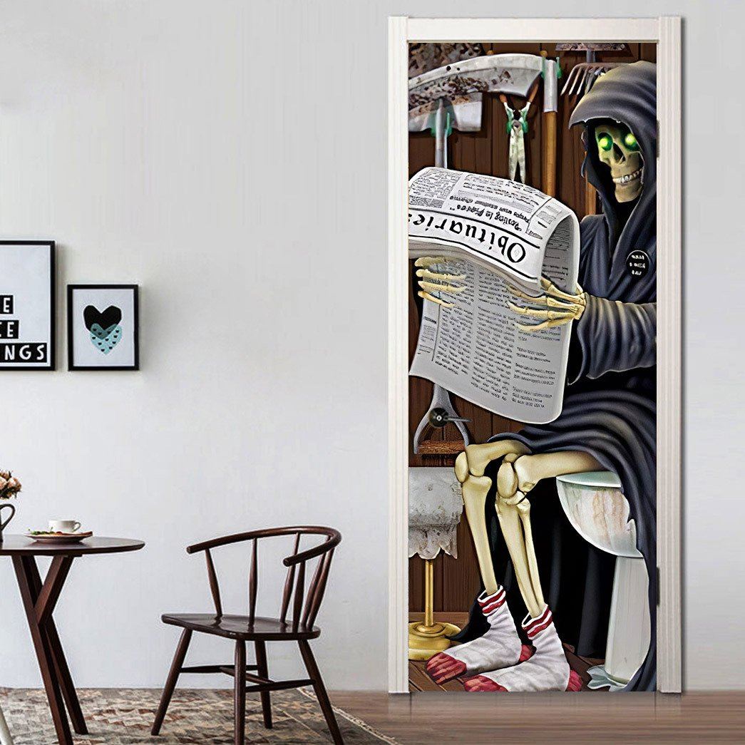 Gearhuman 3D WC Skeleton Halloween Custom Door Stickers GV23099 Door Stickers