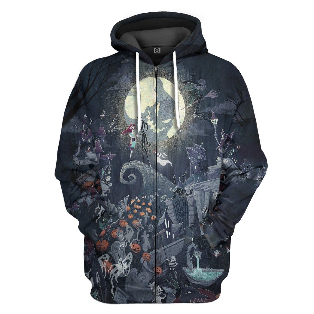Gearhuman 3D The Nightmare Before Christmas Custom Hoodie Apparel GT16092 3D Custom Fleece Hoodies Zip Hoodie S