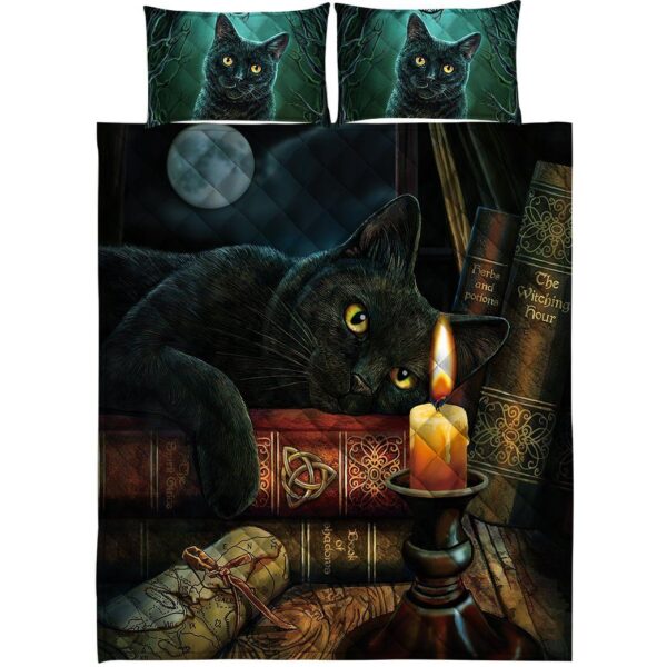 Gearhuman 3D Black Cat Witching Hour Custom Quilt Set GW14094 Quilt Set