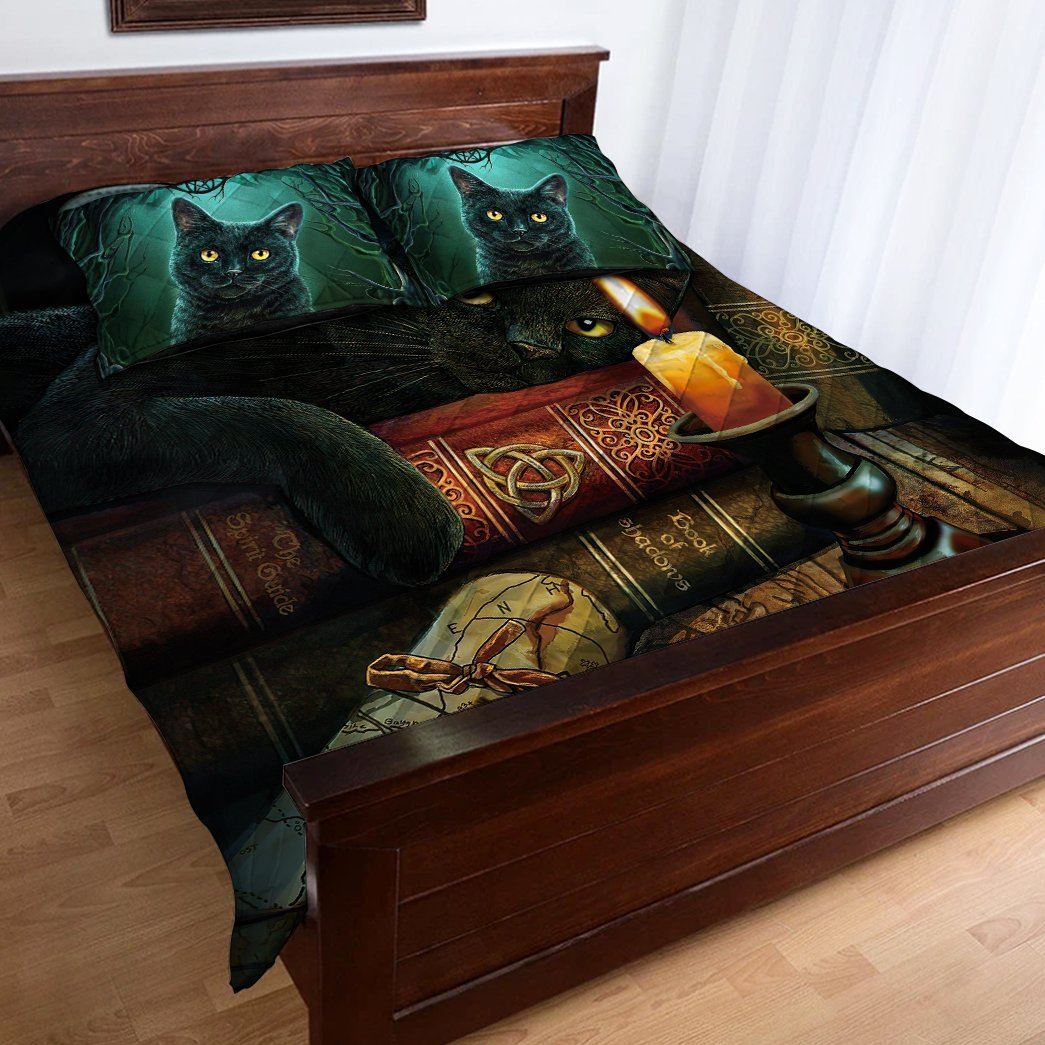Gearhuman 3D Black Cat Witching Hour Custom Quilt Set GW14094 Quilt Set