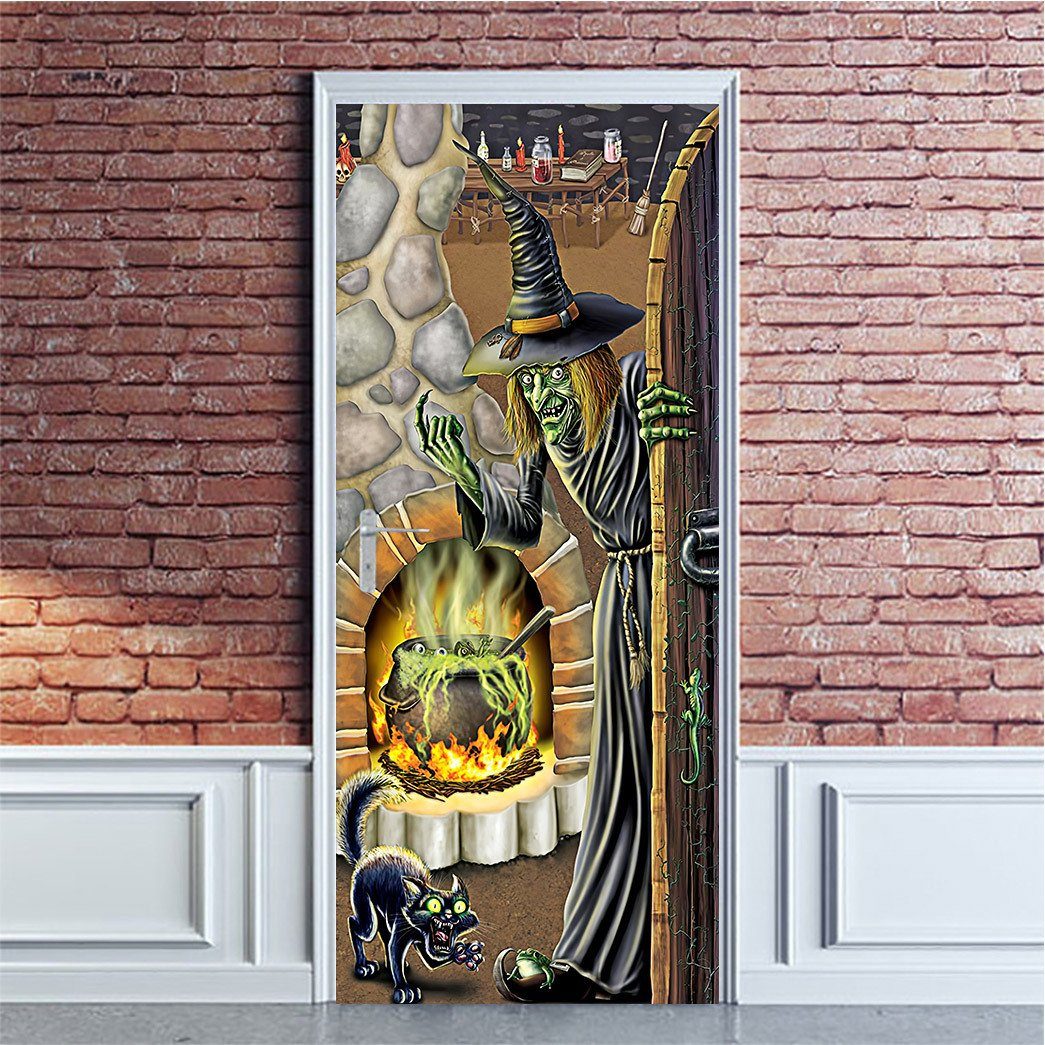 Gearhuman 3D Witch Halloween Custom Door Stickers GV23098 Door Stickers
