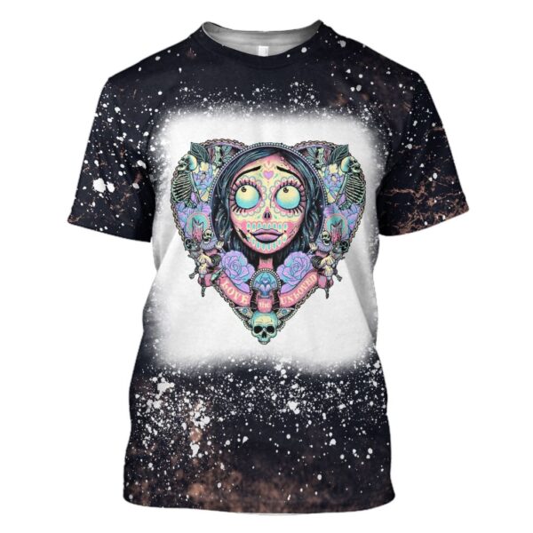 Gearhumans 3D Corpse Bride The Lovely Bride Custom Bleached Tshirt