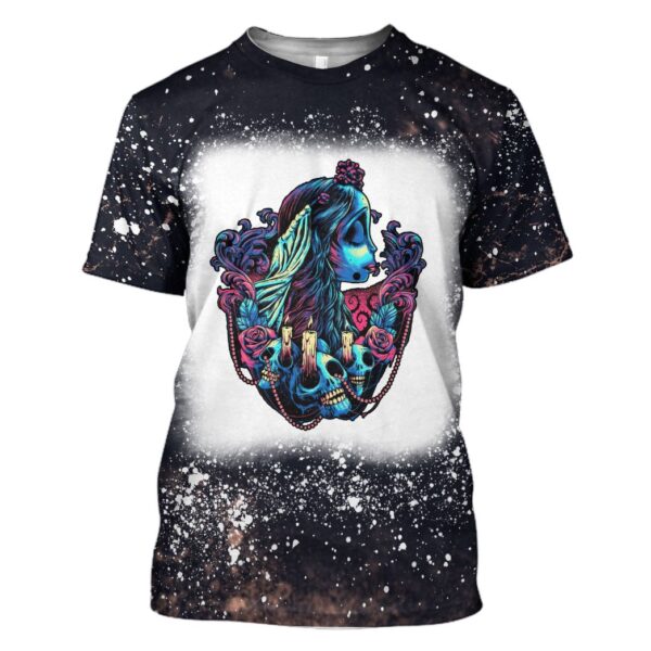 Gearhumans 3D Corpse Bride The Colorful Bride Custom Bleached Tshirt