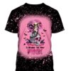 Gearhumans 3D Sugar Skull Girl Breast Cancer Awareness Custom Bleached Shirt