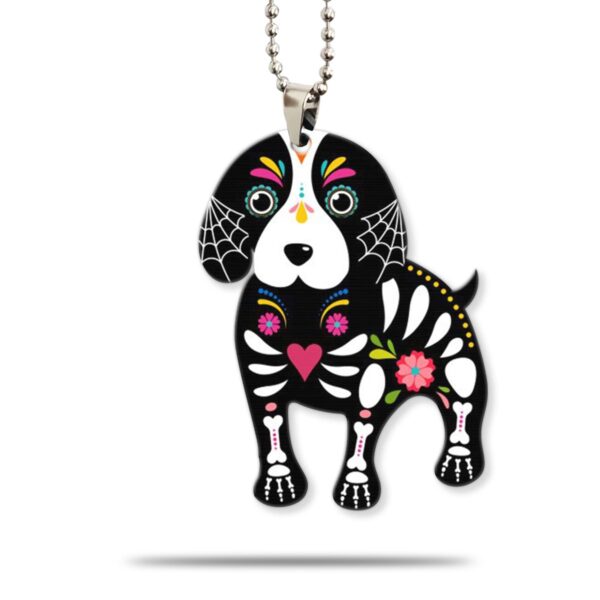 Gearhumans 3D Sugar Skull Dog Custom Car Hanging