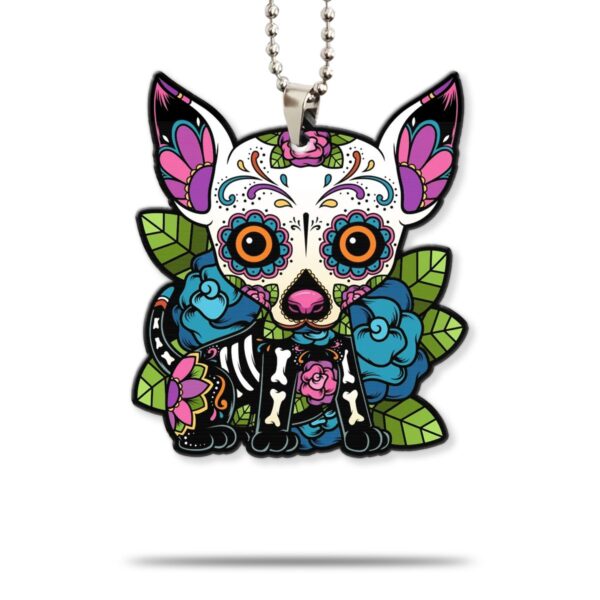 Gearhumans 3D Sugar Skull Chihuahua Dog Custom Car Hanging