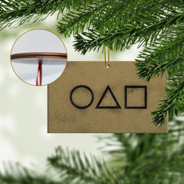 Gearhumans 3D Squid Game Invitation Card Christmas Custom Plastic Ornaments