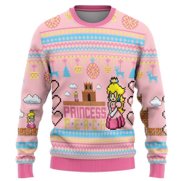 Gearhumans 3D Super Mario Princess Peach Custom Ugly Long sleeve