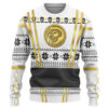 Gearhumans 3D White Ninja Mighty Morphin Power Rangers Custom Ugly Sweater