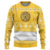 Gearhumans 3D Yellow Ninja Mighty Morphin Power Rangers Custom Ugly Sweater