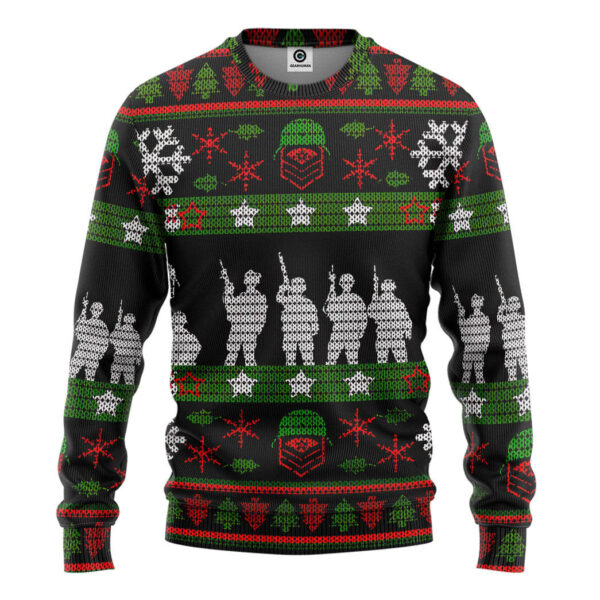 Gearhumans 3D Veteran Soldier Present Custom Ugly Christmas Sweater