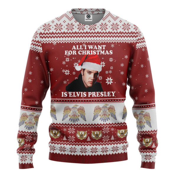 Gearhumans 3D All I Want For Christmas Is ELV PRL Custom Ugly Long sleeve
