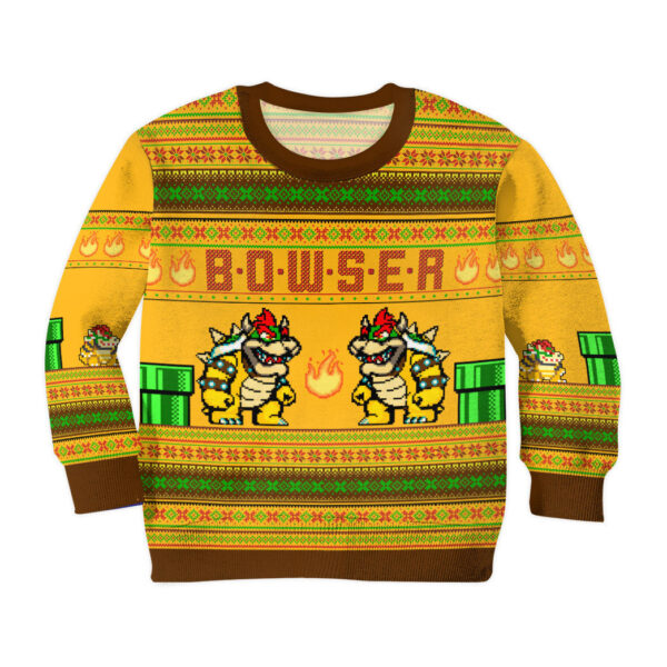 Gearhumans 3D Super Mario Bowser Custom Kid Ugly Long sleeve