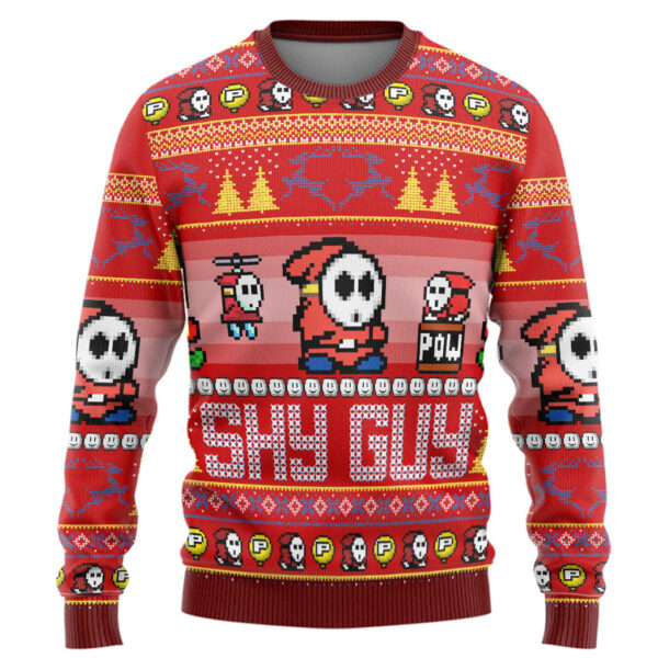 Gearhumans 3D Super Mario Shy Guy Custom Ugly Long sleeve