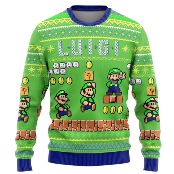 Gearhumans 3D Super Mario Luigi Custom Ugly Long sleeve