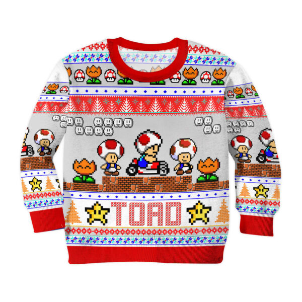 Gearhumans 3D Super Mario Toad Custom Kid Ugly Sweater
