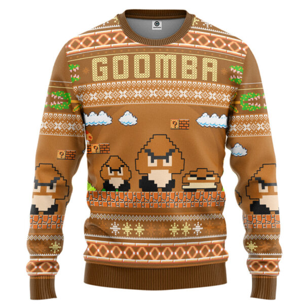 Gearhumans 3D Super Mario Goomba Custom Ugly Long sleeve
