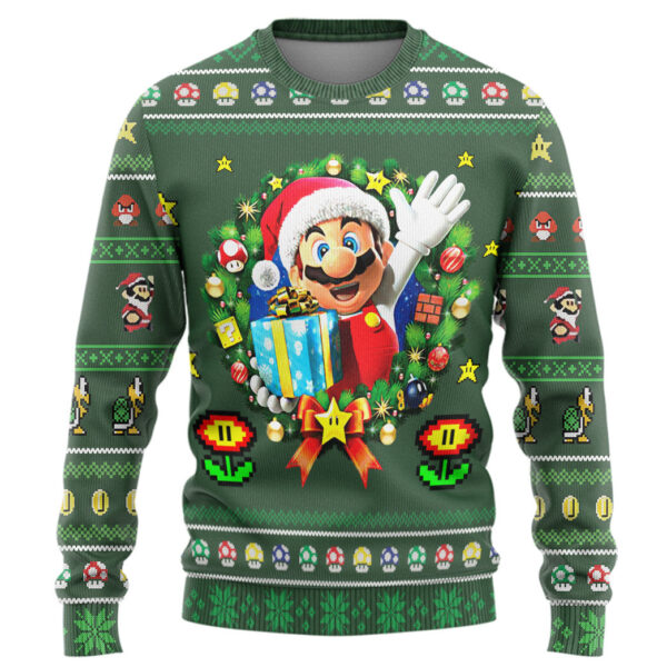 Gearhumans 3D Ugly Santa Mario Christmas Custom Ugly Sweater