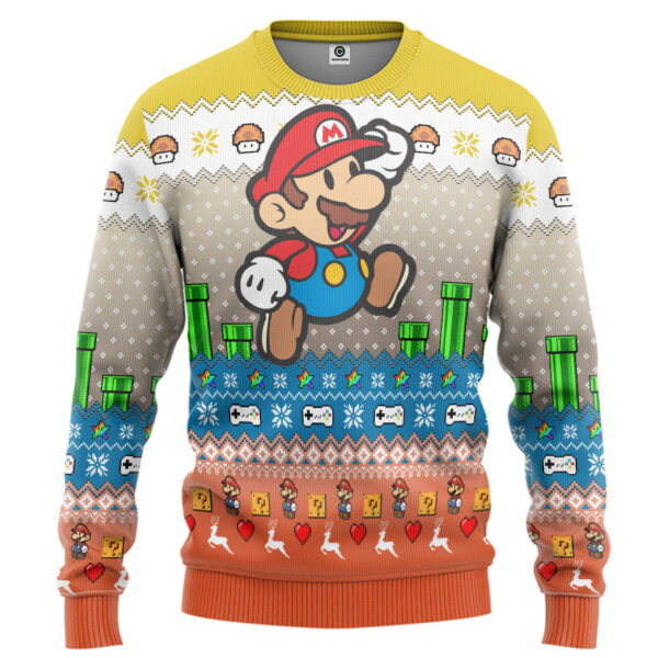 Gearhumans 3D Super Mario Custom Ugly Christmas Sweater