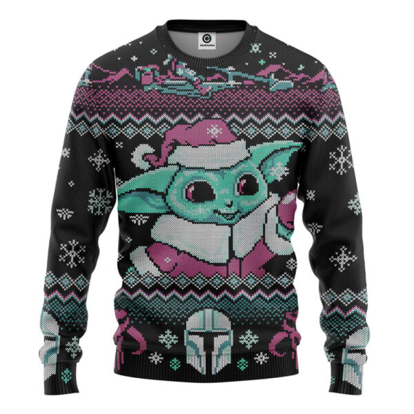 Gearhumans 3D SW Yoda Baby Ugly Christmas Custom Ugly Sweater
