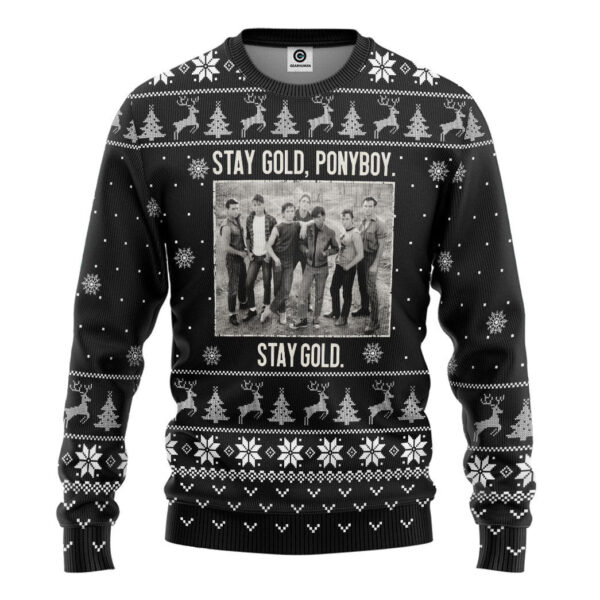 Gearhumans 3D The Outsiders Stay Gold Ponyboy Stay Gold Christmas B&W Style Custom Ugly Long sleeve