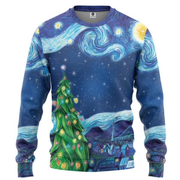 Gearhumans 3D Van Gogh Starry Night Custom Ugly Christmas Sweater