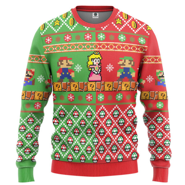 Gearhumans 3D Super Mario Bros Custom Ugly Sweater