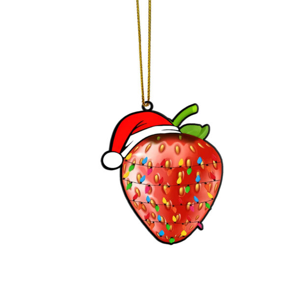Gearhumans 3D Christmas Santa Hat Strawberry Fruit Christmas Custom Ornament