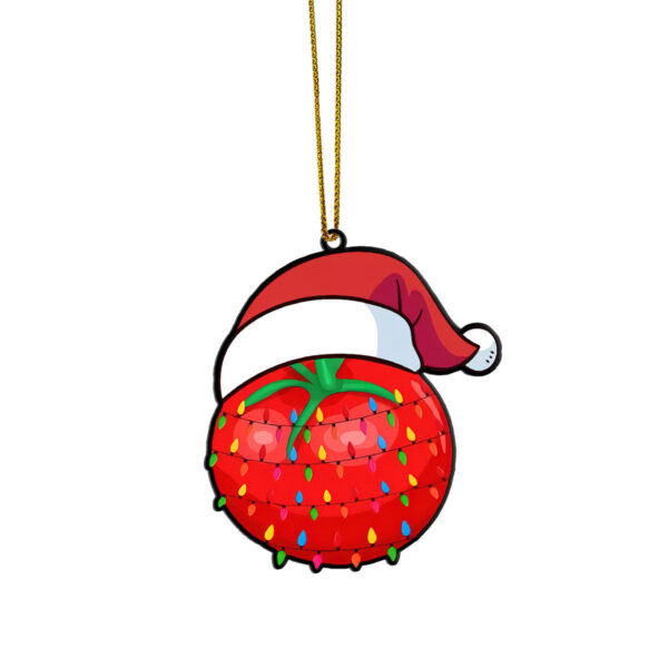 Gearhumans 3D Christmas Santa Hat Tomato Fruit Christmas Custom Ornament