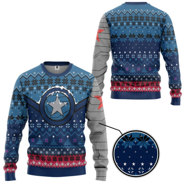 Gearhumans 3D Winter Soldier Star Of Bucky Christmas Custom Ugly Long sleeve