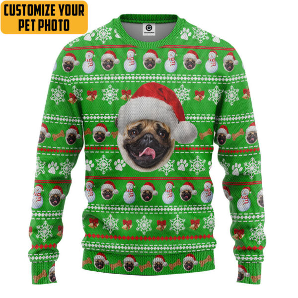 Gearhumans 3D Dog Pet Christmas Custom Photo Ugly Long sleeve