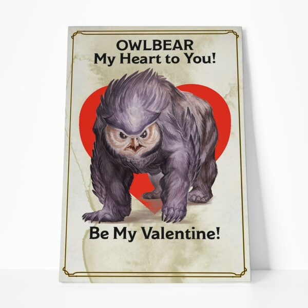 Gearhumans 3D DnD Owlbear My Heart To You Be My Valentine Custom Canvas