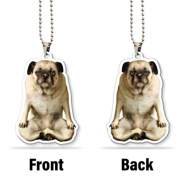 Gearhumans 3D Yoga Pug Lotus Pose Custom Car Hanging