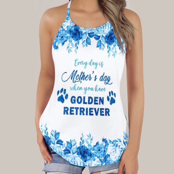 Gearhumans 3D Blue Sparkle Mother Day Dog Mom Custom Tank Top
