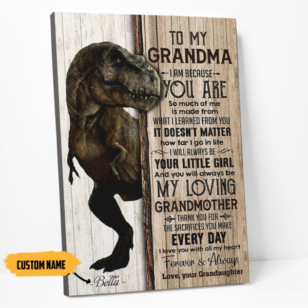Gearhumans 3D To My T Rex Grandma Custom Name Canvas