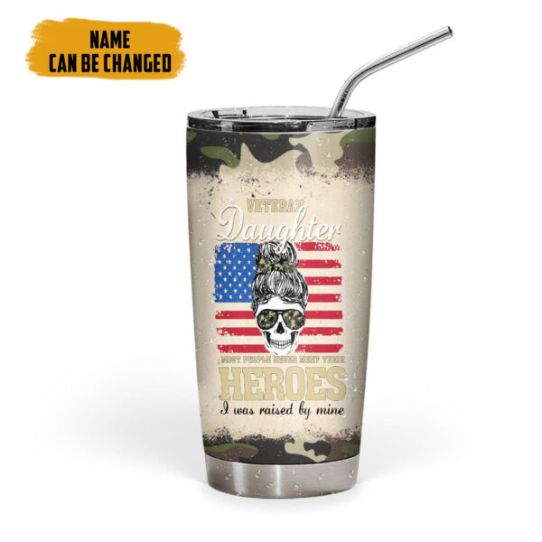 Gearhumans 3D Veteran Daughter Fathers Day Custom Name Tumbler