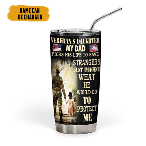 Gearhumans 3D Veterans Daughter Fathers Day Custom Name Tumbler