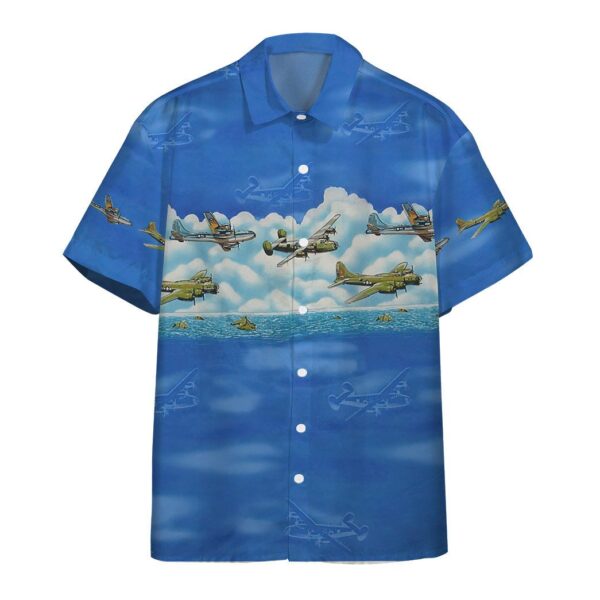 Gearhumans 3D Blue Aircrafts Custom Hawaii Shirt
