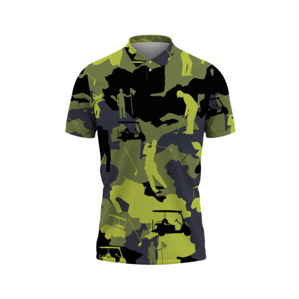 Gearhumans 3D Yellow Camo Golf Custom Polo Shirt