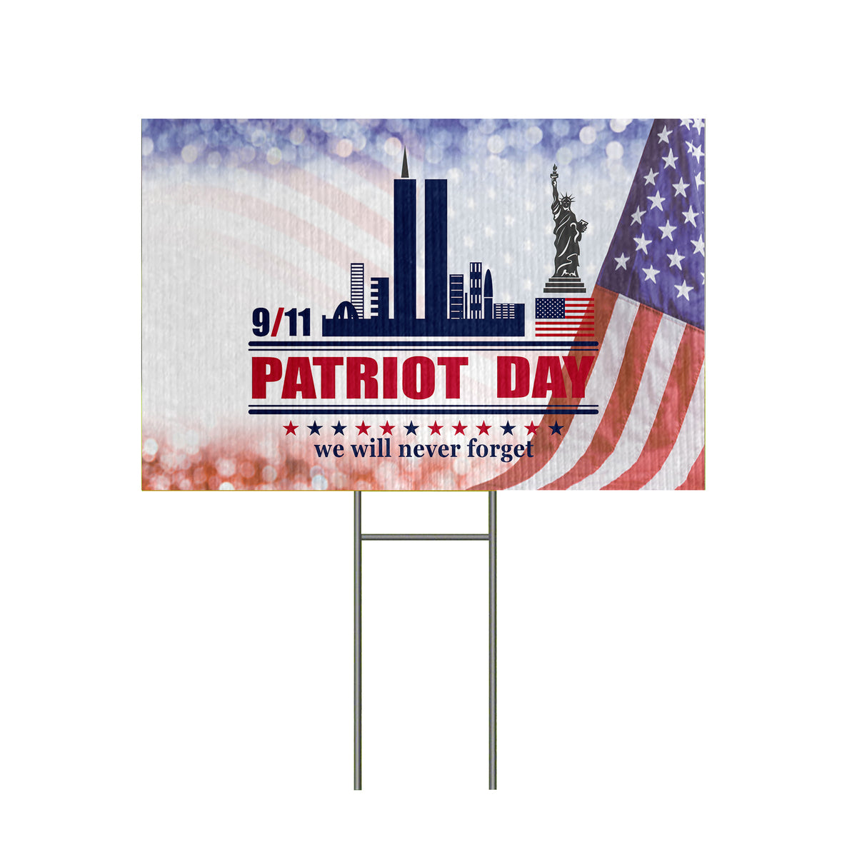 Gearhumans 3D We Will Never Forget Patriot Day Custom Yard Sign
