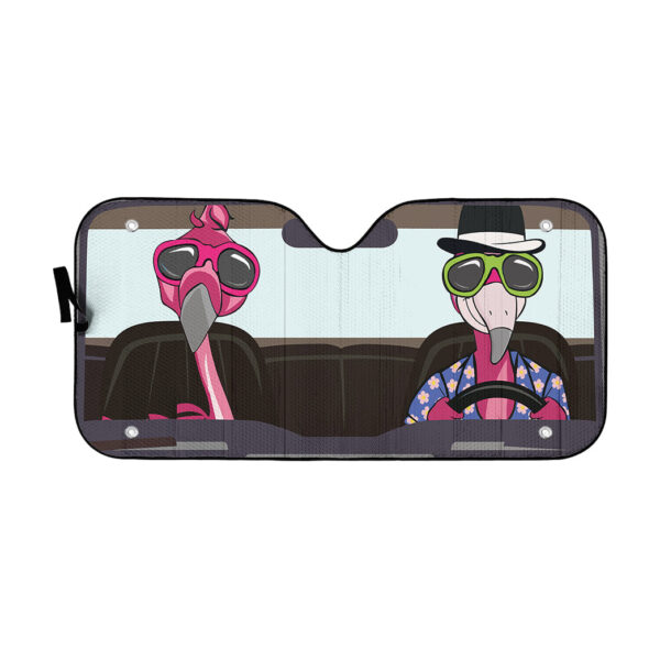 Gearhumans 3D Flamingo Couple Custom Car Auto Sunshade