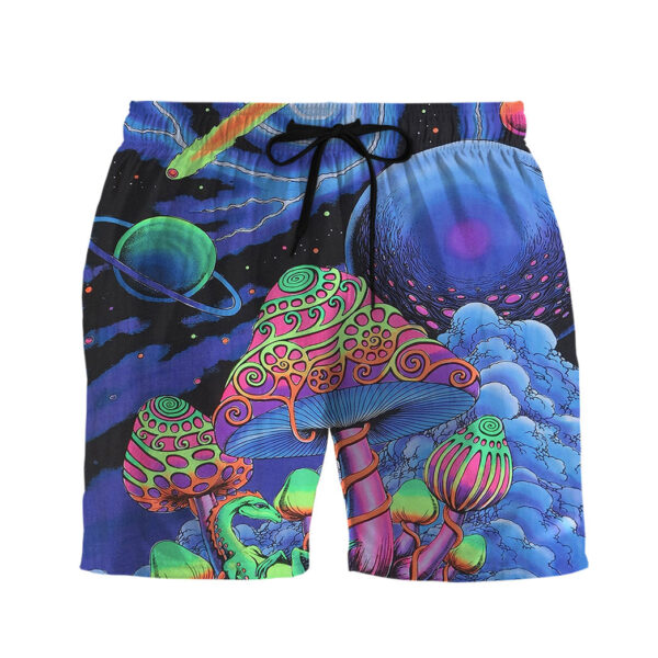Gearhumans 3D Trippy Cosmic Shrooms Hippie Vibe Custom Men Short