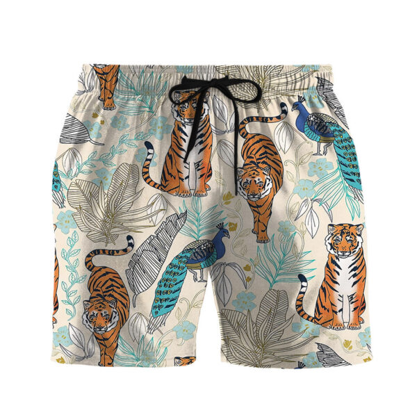 Gearhumans 3D Tiger And Peacock Tropical Custom Hawaii Short
