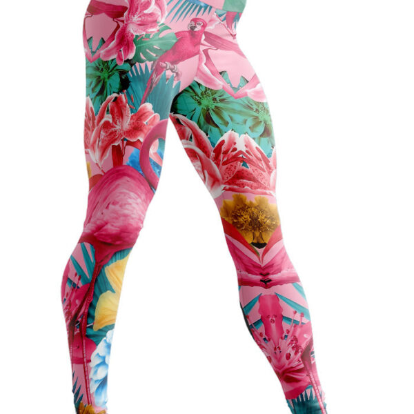Gearhumans 3D Flamingo and Tropical Garden Custom Leggings