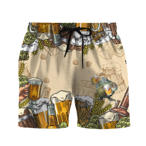 Gearhumans 3D Turtle and Beer Custom Men Short