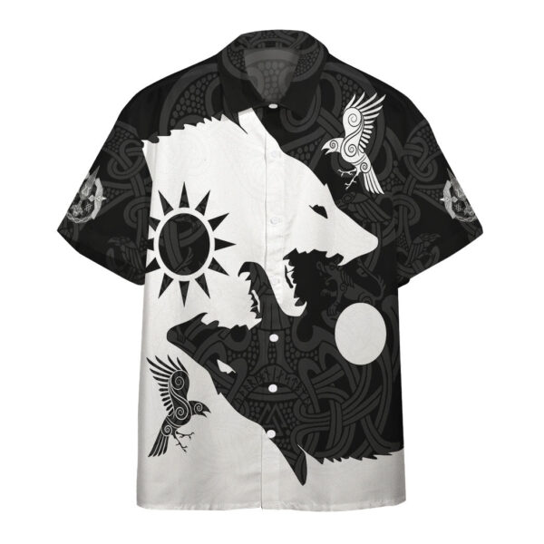 Gearhumans 3D Yin Yang Wolf And Raven Custom Hawaii Shirt