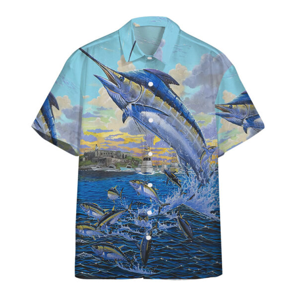 Gearhumans 3D BLue Marlin Custom Hawaii Shirt
