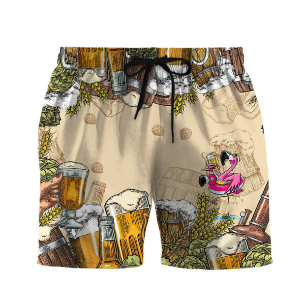 Gearhumans 3D Flamingo and Beer Custom Men Short