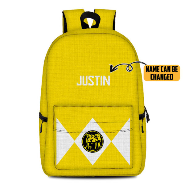 Gearhumans 3D Yellow Mighty Morphin Power Ranger Custom Name Backpack